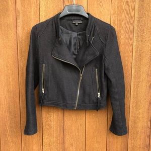 Lucca couture moto jacket black zip up wool small